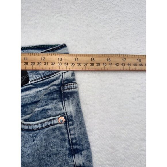 Express Jeans Womens 6 Blue Denim Super Soft Slim Fit Super High Rise Distressed - Picture 6 of 9